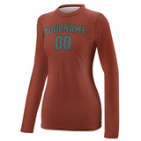 Custom Coral Red Blue Green Women's Long-Sleeve Shirt