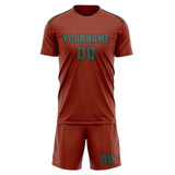 Custom Coral Red Blue Green Soccer Jersey
