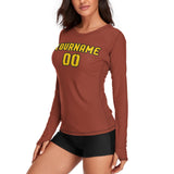 Custom Coral Red Gold Women's Long-Sleeve Shirt