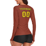 Custom Coral Red Gold Women's Long-Sleeve Shirt