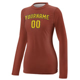 Custom Coral Red Gold Women's Long-Sleeve Shirt
