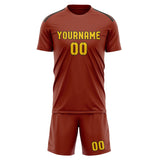 Custom Coral Red Gold Soccer Jersey