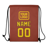 Custom Coral Red Gold Drawstring Bag