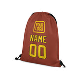 Custom Coral Red Gold Drawstring Bag
