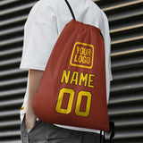 Custom Coral Red Gold Drawstring Bag