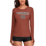 Custom Coral Red Brown Women's Long-Sleeve Shirt