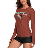 Custom Coral Red Brown Women's Long-Sleeve Shirt