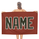 Custom Coral Red Olive Beach Towel