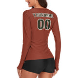 Custom Coral Red Olive Women's Long-Sleeve Shirt