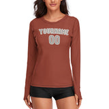 Custom Coral Red Gray Women's Long-Sleeve Shirt