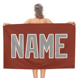 Custom Coral Red Gray Beach Towel