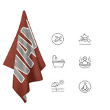 Custom Coral Red Gray Beach Towel