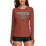 Custom Coral Red Green Women's Long-Sleeve Shirt