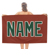 Custom Coral Red Green Beach Towel
