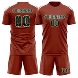 Custom Coral Red Green Soccer Jersey