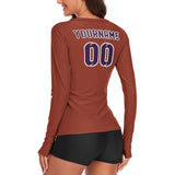 Custom Coral Red Purple Women's Long-Sleeve Shirt