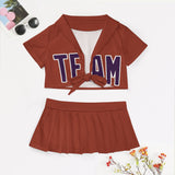 Custom Coral Red Purple Cheerleading Uniform Set