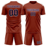 Custom Coral Red Purple Soccer Jersey