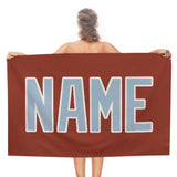 Custom Coral Red Light Blue Beach Towel