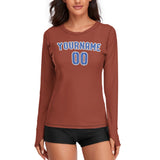 Custom Coral Red Sky Blue Women's Long-Sleeve Shirt