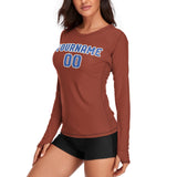 Custom Coral Red Sky Blue Women's Long-Sleeve Shirt