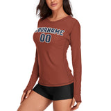Custom Coral Red Blue Women's Long-Sleeve Shirt