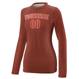Custom Coral Red Orange Red Women's Long-Sleeve Shirt