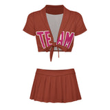 Custom Coral Red Pink Cheerleading Uniform Set