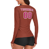 Custom Coral Red Pink Women's Long-Sleeve Shirt