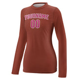 Custom Coral Red Pink Women's Long-Sleeve Shirt