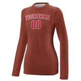 Custom Coral Red Red Women's Long-Sleeve Shirt