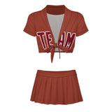 Custom Coral Red Crimson Red Cheerleading Uniform Set