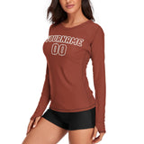 Custom Coral Red Coral Red Women's Long-Sleeve Shirt