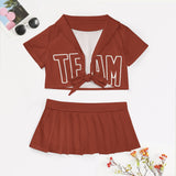 Custom Coral Red Coral Red Cheerleading Uniform Set