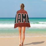 Custom Coral Red Black Beach Towel