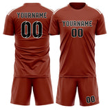 Custom Coral Red Black Soccer Jersey