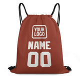 Custom Coral Red White Drawstring Bag