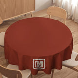 Custom Coral Red White Round Table Cloth