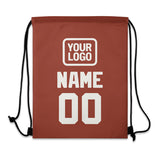 Custom Coral Red White Drawstring Bag
