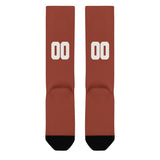 Custom Coral Red White Knee-High Sock