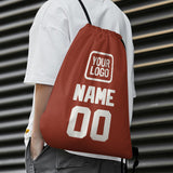 Custom Coral Red White Drawstring Bag