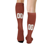 Custom Coral Red White Knee-High Sock