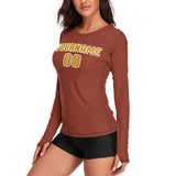 Custom Coral Red Yellow Women's Long-Sleeve Shirt