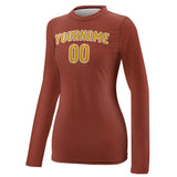Custom Coral Red Yellow Women's Long-Sleeve Shirt