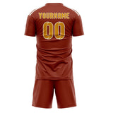 Custom Coral Red Yellow Soccer Jersey