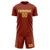 Custom Coral Red Yellow Soccer Jersey