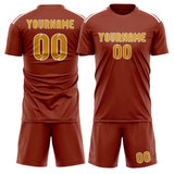 Custom Coral Red Yellow Soccer Jersey