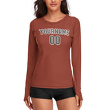 Custom Coral Red Dark Grey Women's Long-Sleeve Shirt