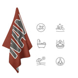 Custom Coral Red Dark Grey Beach Towel