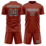 Custom Coral Red Dark Grey Soccer Jersey